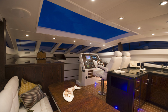 M2 60 salon and helm with blue accent lighting